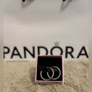 Pandora Twisted Silver Hoop Earrings